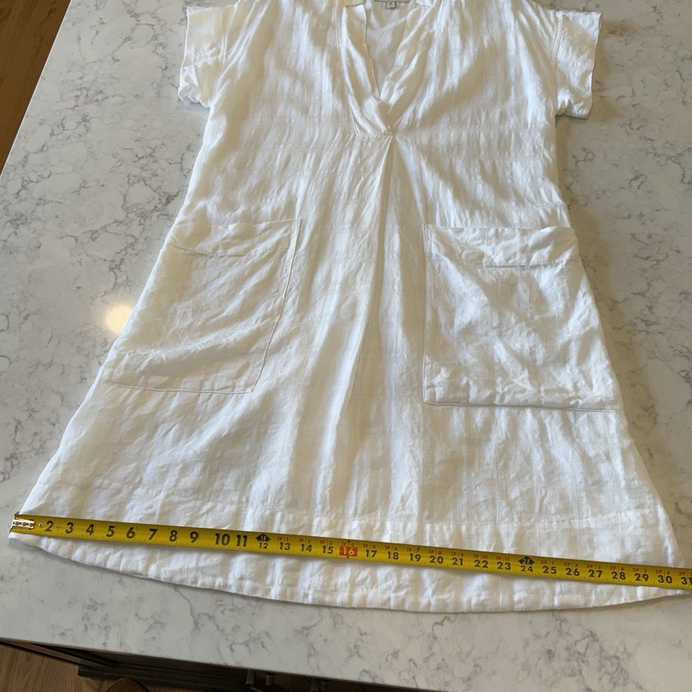 Banana Republic Laurel Linen Cotton Utility Dress V-neck Cover Up Medium White - Picture 9 of 12